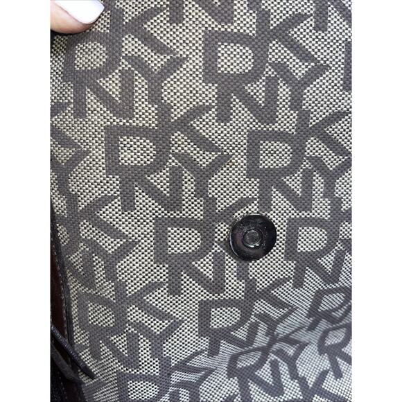 Vintage DKNY Signature Logo Handbag Purse Tan Brown Leather Silver Buckles Trim - Picture 12 of 12